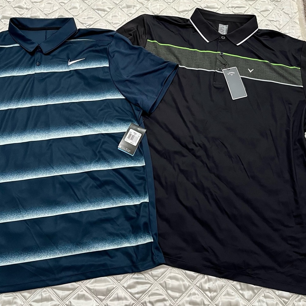 2 NWT Mens golf shirts